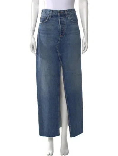 Pre-owned Favorite Daughter Distressed Accents Long Skirt W/ Tags In Blue