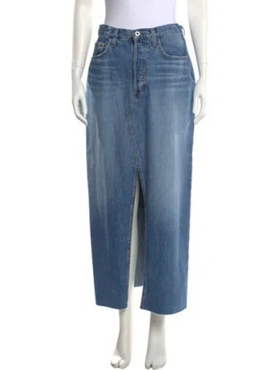 Pre-owned Favorite Daughter Distressed Accents Midi Length Skirt In Blue