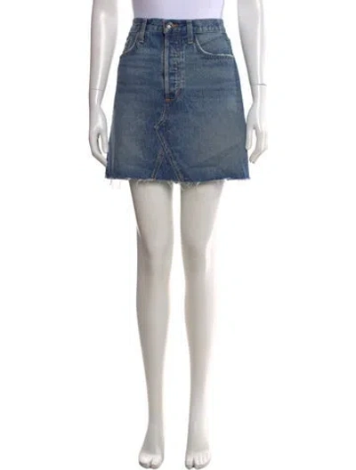 Pre-owned Favorite Daughter Distressed Accents Mini Skirt In Blue