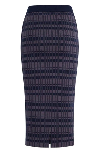 Favorite Daughter Draper Midi Skirt In Navy Plaid