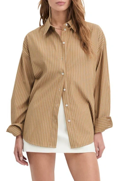 Favorite Daughter Ex-boyfriend Oversize Button-up Shirt In Brown