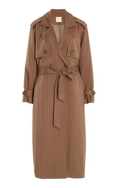Favorite Daughter Exclusive Charles Pinstripe Trench Coat In Brown