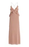 Favorite Daughter Exclusive The Who Me? Ruffled Chiffon Maxi Dress In Brown