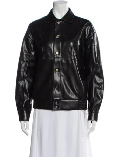 Pre-owned Favorite Daughter Faux Leather Biker Jacket In Black