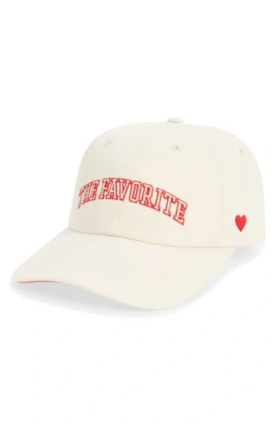 Favorite Daughter Favorite Heart Embroidered Cotton Twill Baseball Cap In White