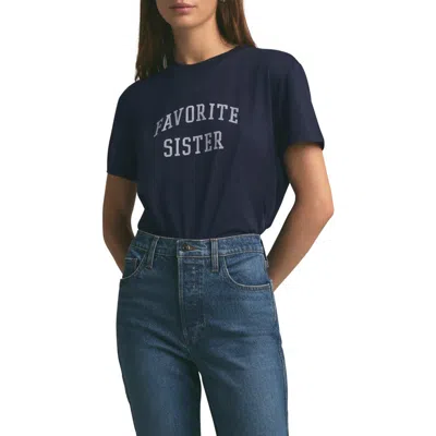 Favorite Daughter Favorite Sister Crop Graphic T-shirt In Navy