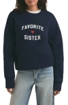 Favorite Daughter Favorite Sister Graphic Sweatshirt In Navy
