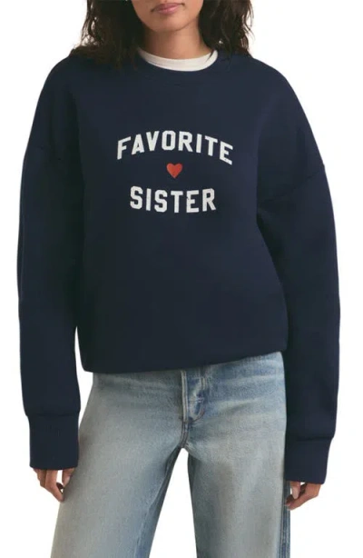 Favorite Daughter Favorite Sister Graphic Sweatshirt In Navy