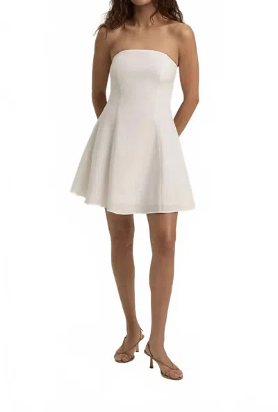Favorite Daughter Favorite Strapless Mini Linen Dress In Bright White In Beige