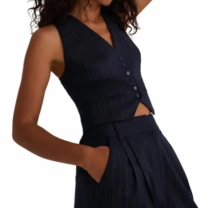 Favorite Daughter Favorite Vest In Navy Pinstripe In Blue