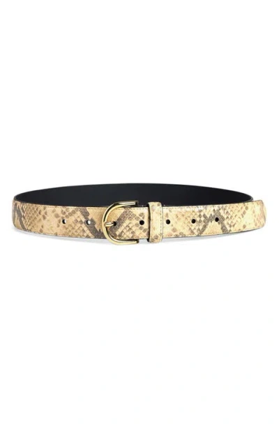 Favorite Daughter Fe Snakeskin Print Leather Belt In Gold