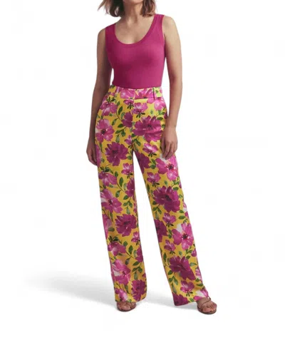 Favorite Daughter Fiona Floral Pant In Bold Camellia In Pink