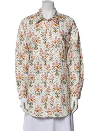 Pre-owned Favorite Daughter Floral Print Bomber Jacket In Neutral