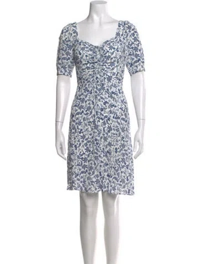 Pre-owned Favorite Daughter Floral Print Knee-length Dress In White