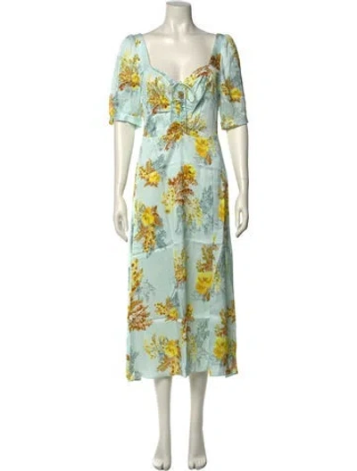 Pre-owned Favorite Daughter Floral Print Long Dress In Blue
