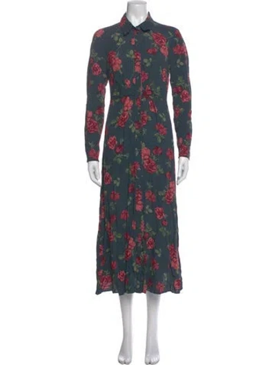 Pre-owned Favorite Daughter Floral Print Long Dress In Blue