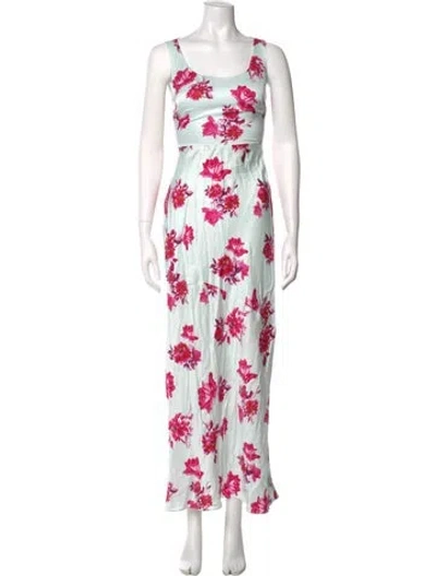 Pre-owned Favorite Daughter Floral Print Long Dress In Green