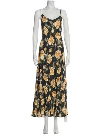 Pre-owned Favorite Daughter Floral Print Long Dress In Green