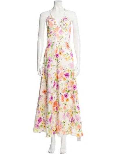 Pre-owned Favorite Daughter Floral Print Long Dress W/ Tags In White