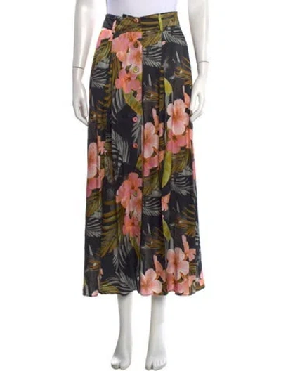 Pre-owned Favorite Daughter Floral Print Long Skirt In Black