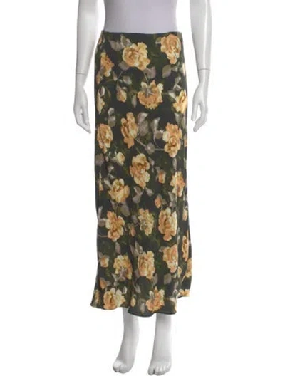 Pre-owned Favorite Daughter Floral Print Long Skirt In Green