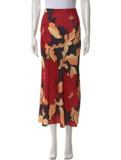 Pre-owned Favorite Daughter Floral Print Long Skirt In Red