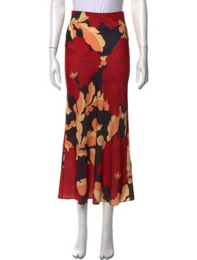 Pre-owned Favorite Daughter Floral Print Long Skirt In Red