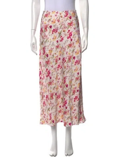 Pre-owned Favorite Daughter Floral Print Long Skirt W/ Tags In Pink/purple