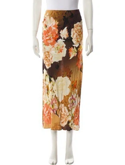 Pre-owned Favorite Daughter Floral Print Long Skirt In Yellow