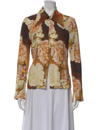 Pre-owned Favorite Daughter Floral Print Long Sleeve Blouse In Multi
