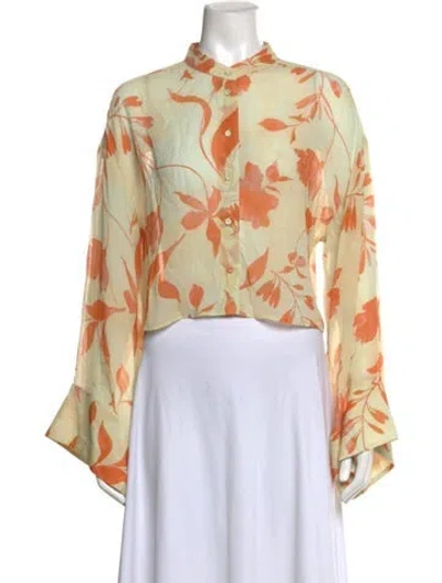 Pre-owned Favorite Daughter Floral Print Long Sleeve Blouse W/ Tags In Yellow