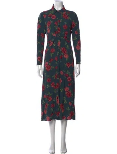 Pre-owned Favorite Daughter Floral Print Midi Length Dress In Blue