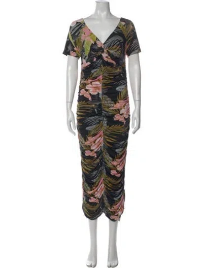 Pre-owned Favorite Daughter Floral Print Midi Length Dress In Neutral