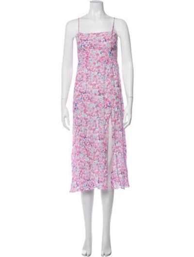 Pre-owned Favorite Daughter Floral Print Midi Length Dress In Pink