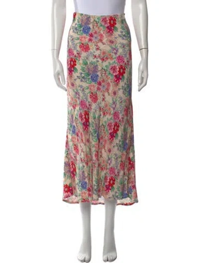 Pre-owned Favorite Daughter Floral Print Midi Length Skirt In Multi