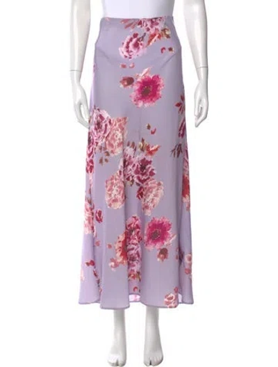 Pre-owned Favorite Daughter Floral Print Midi Length Skirt In Purple