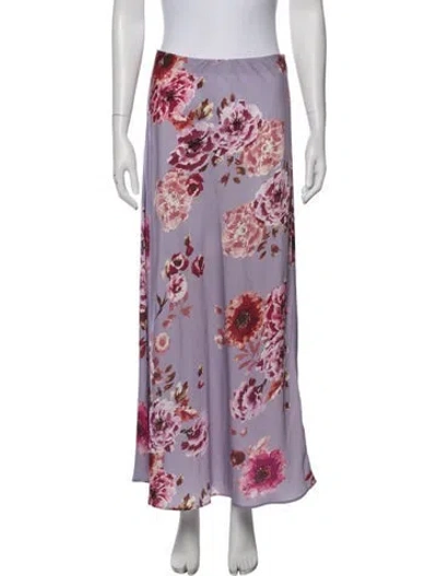 Pre-owned Favorite Daughter Floral Print Midi Length Skirt In Purple