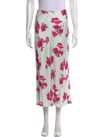 Pre-owned Favorite Daughter Floral Print Midi Length Skirt In White