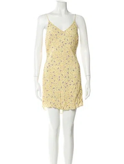 Pre-owned Favorite Daughter Floral Print Mini Dress In Yellow