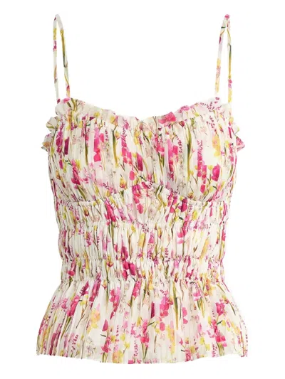 FAVORITE DAUGHTER FLORAL-PRINT PLEATED TOP