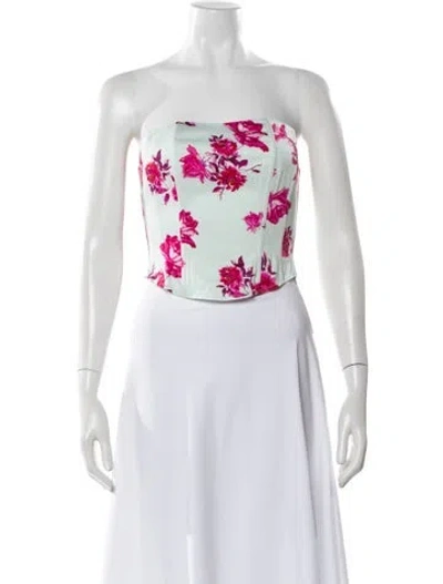 Pre-owned Favorite Daughter Floral Print Strapless Crop Top In Multi