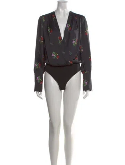 Pre-owned Favorite Daughter Floral Print V-neck Bodysuit In Multi