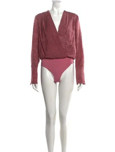 Pre-owned Favorite Daughter Floral Print V-neck Bodysuit In Pink