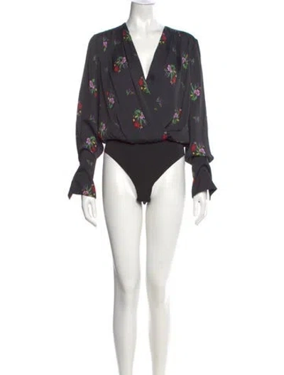 Pre-owned Favorite Daughter Floral Print V-neck Bodysuit W/ Tags In Multi