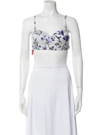 Pre-owned Favorite Daughter Floral Print V-neck Sports Bra W/ Tags In White