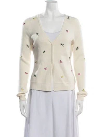 Pre-owned Favorite Daughter Floral Print V-neck Sweater W/ Tags In Neutrals