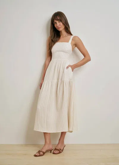 Favorite Daughter Go To Midi Dress In Light Khaki Stripe In Multi