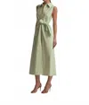 Favorite Daughter Good Behavior Stripe Tie Front Cotton Blend Midi Shirtdress In Green