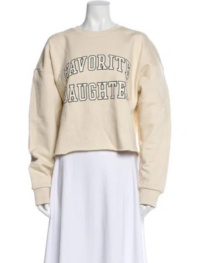 Pre-owned Favorite Daughter Graphic Print Crew Neck Sweater In Neutral