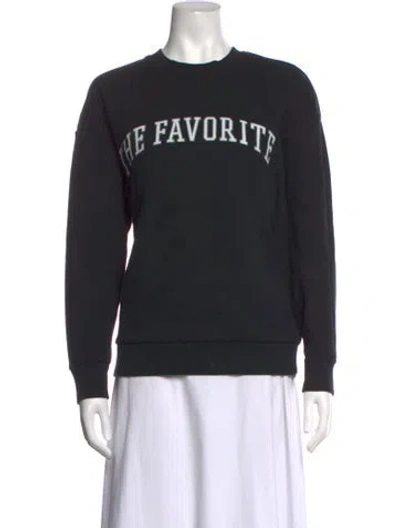 Pre-owned Favorite Daughter Graphic Print Crew Neck Sweatshirt In Black
